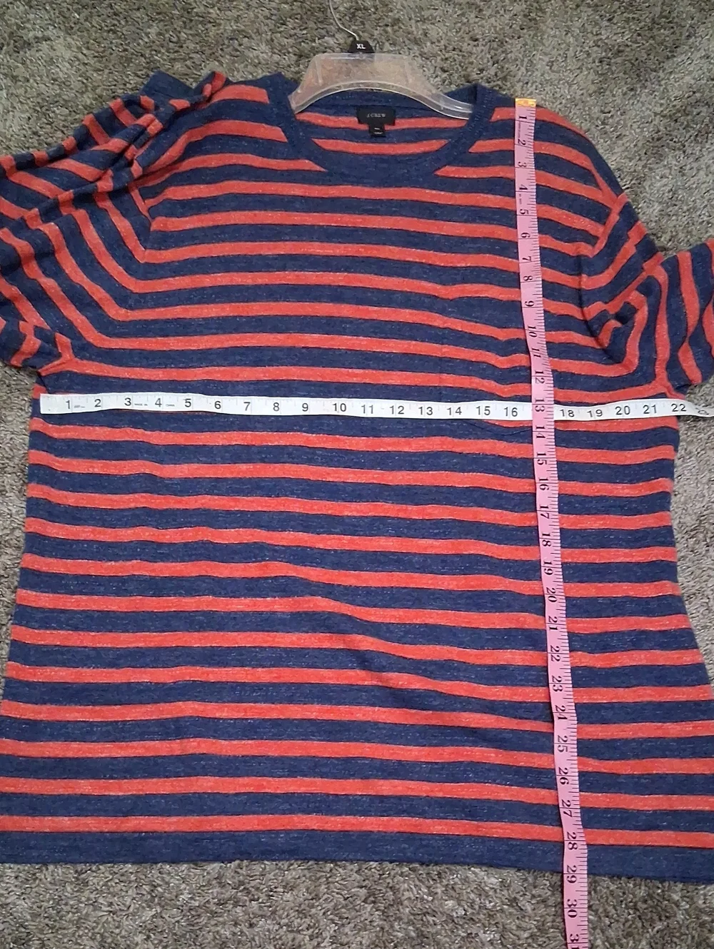 J. Crew Striped Crewneck Sweater - XL - Navy Blue Orange